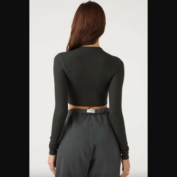 Joah Brown Contrast Stitch Long Sleeve - Size S/M - Color: Smoke Rib - Picture 12 of 12